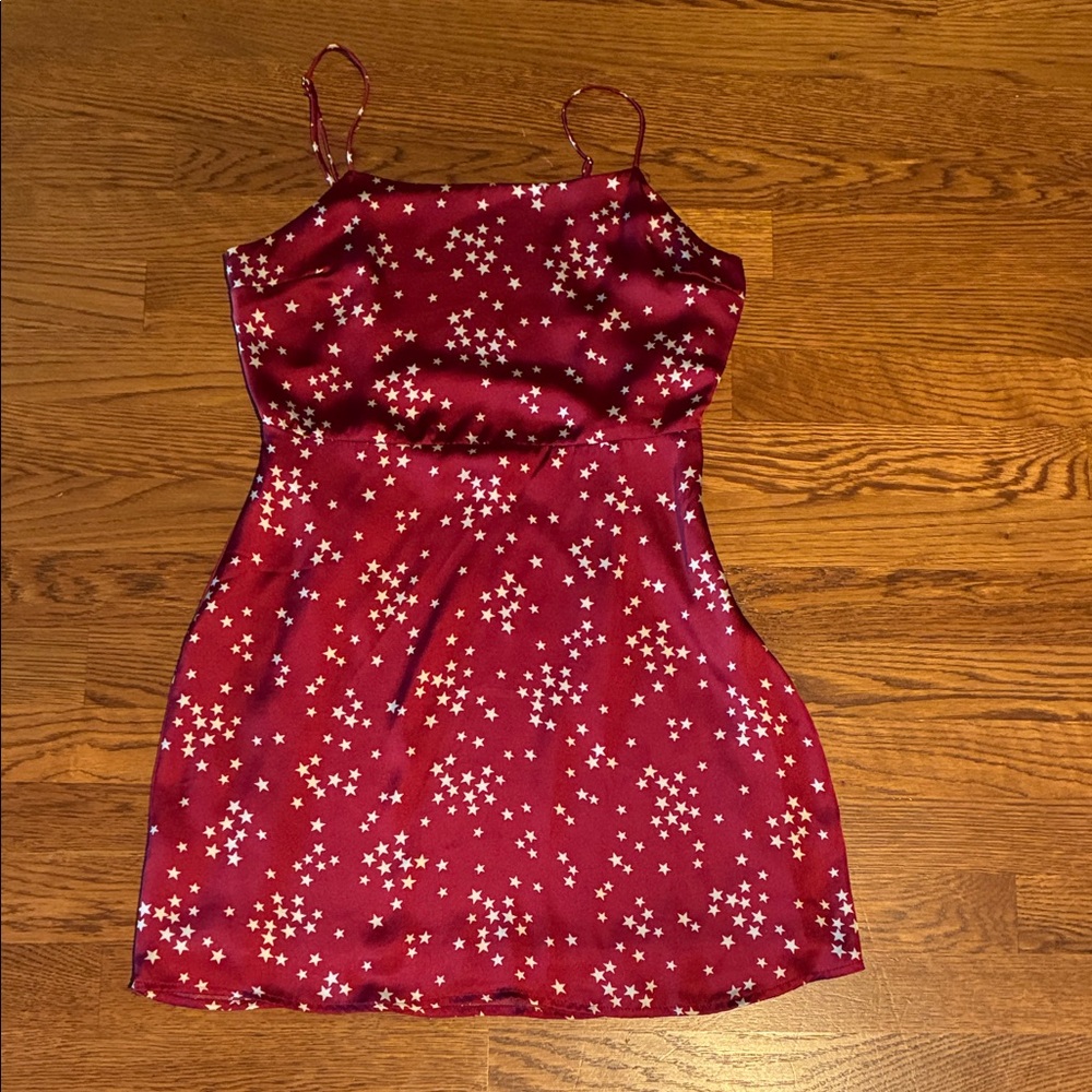 Starry Red Silk Mini Dress